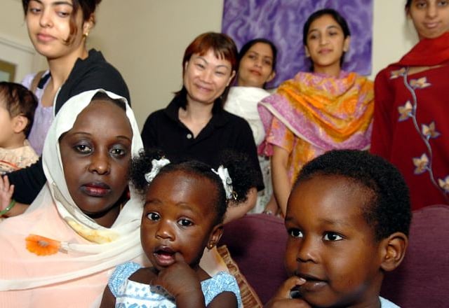 Amuna Ibrahim, Afra and Omar Abdaza pictured at the Black Minority and Ethnic Women's Awards 2006.
