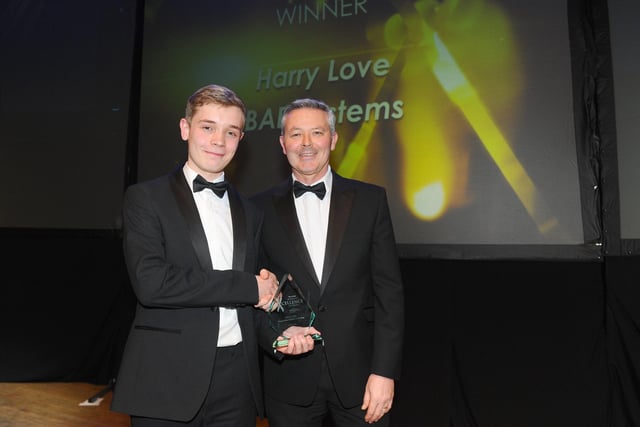 Portsmouth College principal Simon Barrable, right, with Harry Love from BAE Systems who won the Apprentice/Trainee of the Year Award.
(210220-8476)