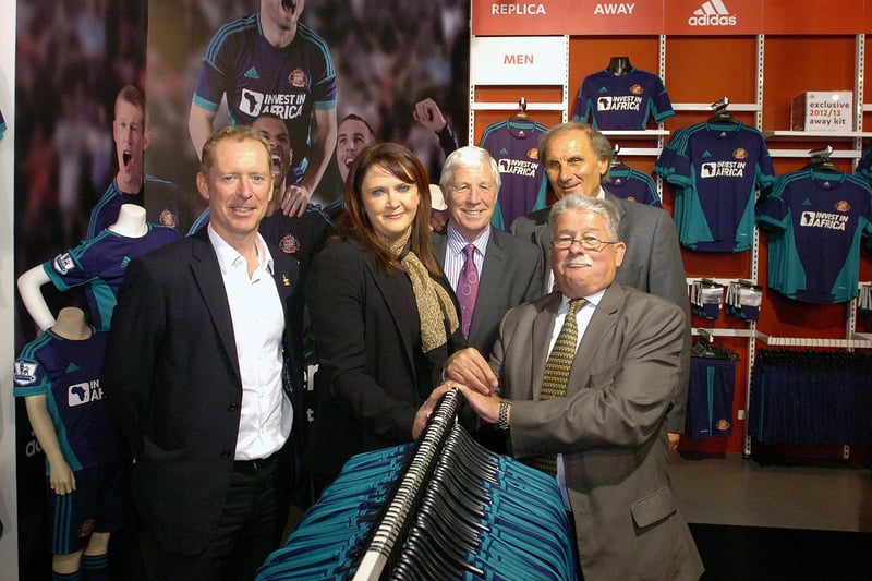 The opening of the new club store at the Stadium of Light in 2012 and Sunderland legends Jimmy Montgomery, Bobby Kerr and Dick Malone were among those in attendance.