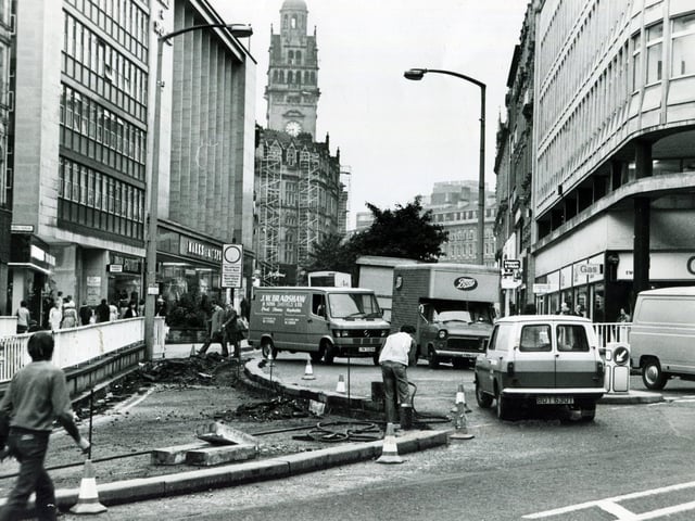 Traffic problems during the Fargate redevelopment on October 7, 1981