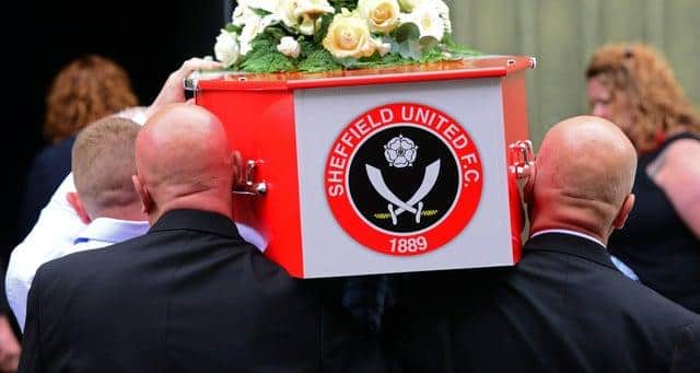 Ryan was a Sheffield United fan and his coffin featured his beloved club's badge