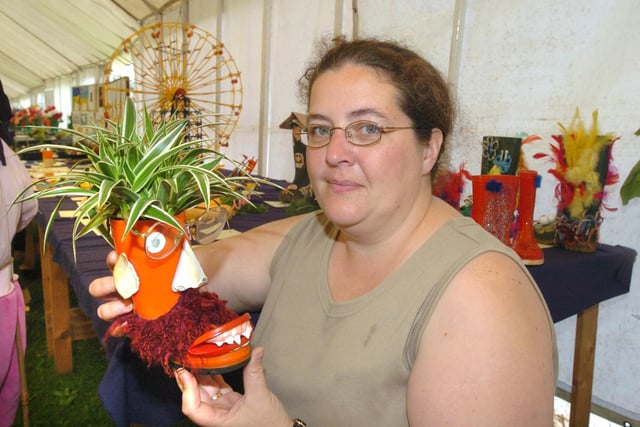 Pictured in 2005 at the Norfolk Heritage Park, where the Sheffield Fayre was staged. Seen  is Kim McMaster head of Horticulture with the winning display in a boot..