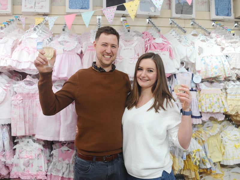 Martin and Crystal Young at Button Up Baby in North Street, Havant, celebrating their 5th anniversary with the business. Picture: Sarah Standing (120421-6589)