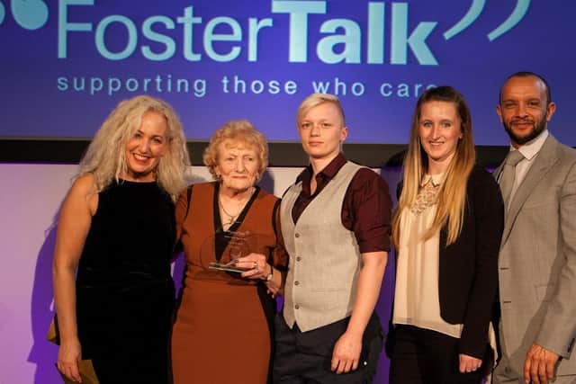 Anne Shaw, pictured receiving the Long Service Award at the annual FosterTalk Foster Carer Awards.