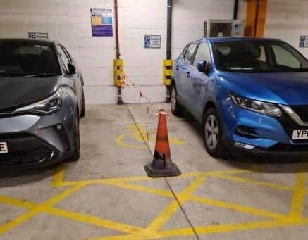 The parking space that was reserved for Catherine and Anne was blocked in as drivers struggled to fit in to the small car park beneath the hospital.