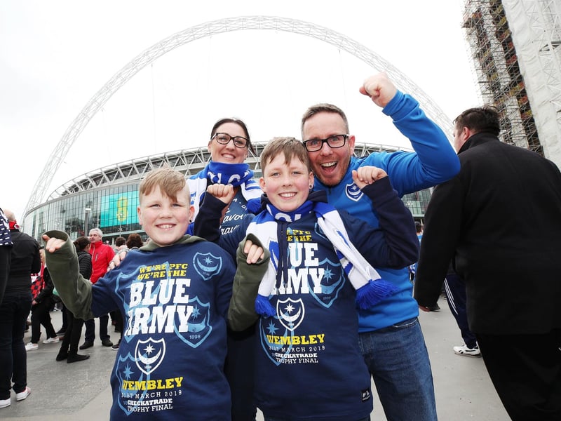 Supporters outside Wembley ahead of the Checkatrade Trophy final in March 2019.