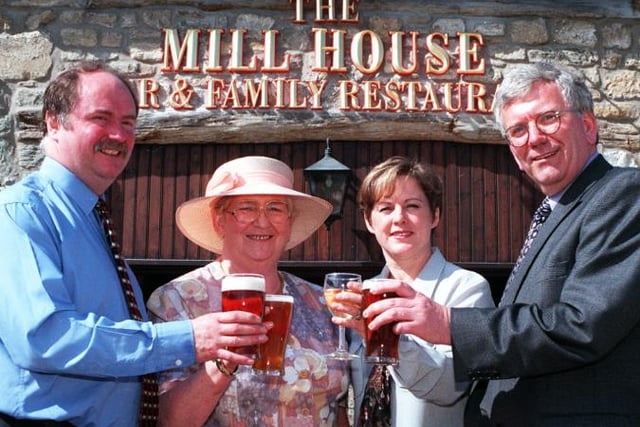 The Mill House Pub in Scawsby back in 1997. Photographed outside are Malcolm Wilson, Sue Williams, Cllr Mitchinson,  Bob Williams.