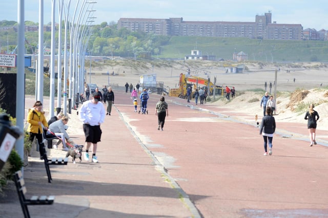 More people than usual were seen walking and running along Sandhaven Beach.