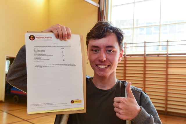 Lewis Young scored a 9, an 8, two 7s and two 6s. He hopes to study engineering, geography and law at A-level.