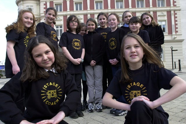 Chldren from the Sheffield branch of Stagecoach school who are auditioning for 'Lanza', pictured outside the Lyceum Theatre. Foreground are, left, Holly Batham, 12, and Elliss lyett, nine.