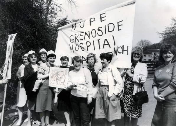 Staff protesting at Sheffield's Grenoside Hospital in the early 1980s