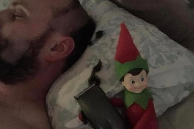 This naughty elf has got a hold of a razor .... from Claire Hardy.
