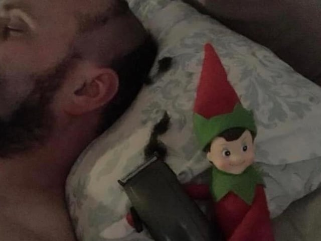 This naughty elf has got a hold of a razor .... from Claire Hardy.