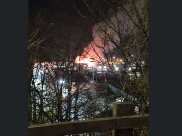 Dramatic pictures show the  blaze at Balby Carr Bank recycling site, this evening.