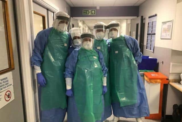 Staff at Sheffield Teaching Hospitals' Infectious Diseases Unit on February 23, 2020, just before the first patient with Covid-19 arrived
