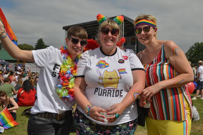 Chesterfield Pride 2018, pictured from left are Gemma Dugan, Katie Trinder and Lucy Trinder