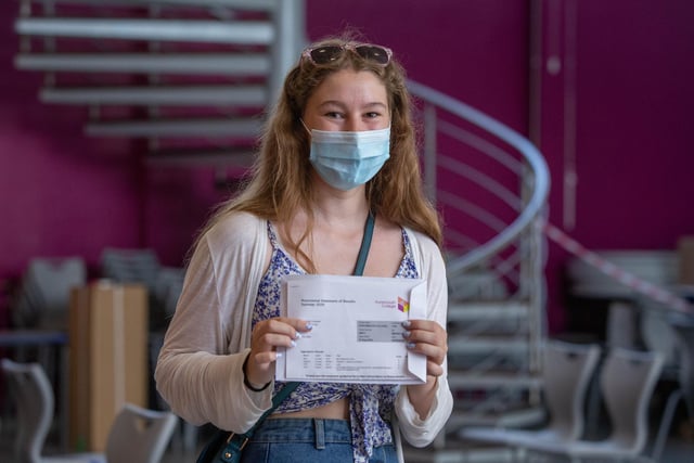 Charlotte Coquerel collects her results at Portsmouth College. Picture: Habibur Rahman