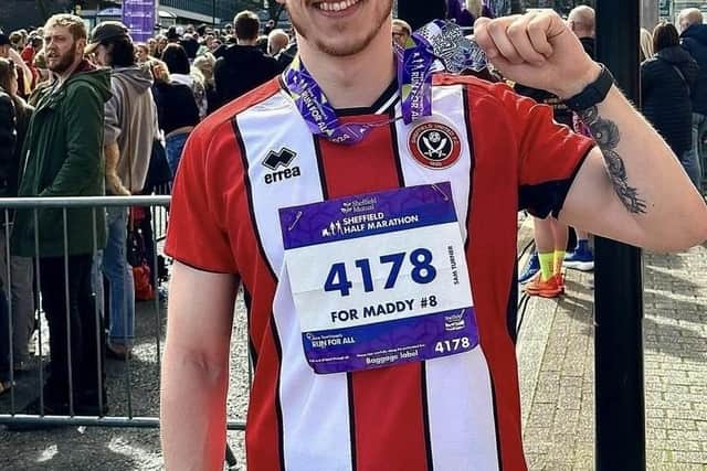 Maddy Cusack’s co-worker, Sam Turner, running the Sheffield Half Marathon in her honour. Credit: @themaddycusackfoundation