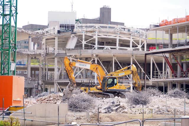 Building work began on the Faculty of Social Sciences building in May 2019. Pictured is demolition work being carried out earlier this month.