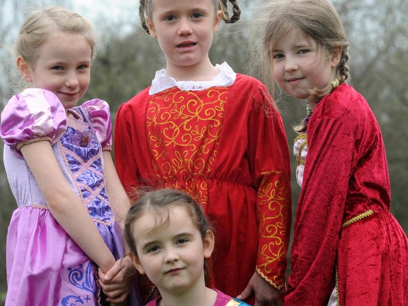 St Georges Day at Bedes World 10 years ago.Pictured are Katie Makepiece, Lilyella Smith, Kate Robertson and, front, Emma Lamport, from Jarrow C of E school.