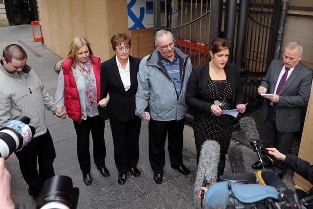 Gilroy is convicted by majority verdict in court. Here, Suzanne Pilley's family listen as a statement is read out on their behalf. In a legal first, permission was granted to film David Gilroy being sentenced at the High Court in Edinburgh to life imprisonment. He continues to plead his innocence.