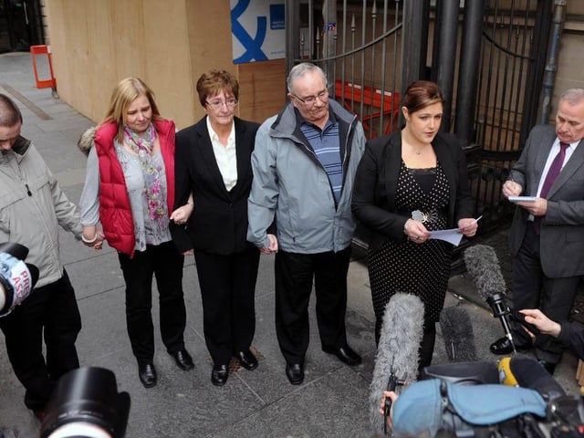 Gilroy is convicted by majority verdict in court. Here, Suzanne Pilley's family listen as a statement is read out on their behalf. In a legal first, permission was granted to film David Gilroy being sentenced at the High Court in Edinburgh to life imprisonment. He continues to plead his innocence.