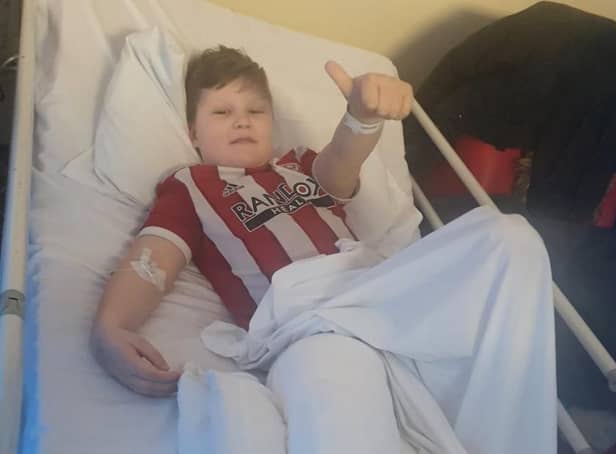 Sheffield United fan Cole Whitehead in hospital after breaking his leg in two places while playing for Clowne Comets in the North Derbyshire Youth Football League