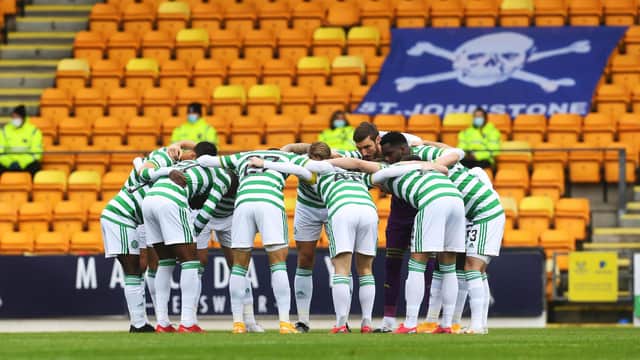 Celtic players pre-match. Picture: SNS