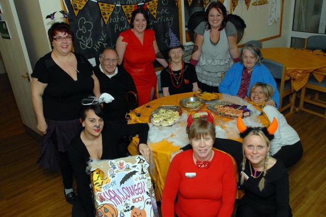 Residents at Kirkby's Manor Care Home held a Halloween Tea Party in 2010, pictured are residents and staff at the start of the event.