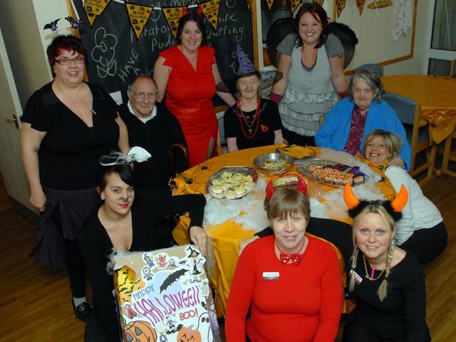Residents at Kirkby's Manor Care Home held a Halloween Tea Party in 2010, pictured are residents and staff at the start of the event.