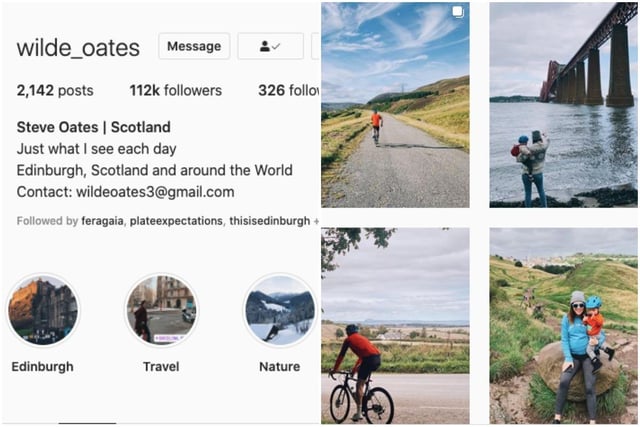 Edinburgh-based Steve Oates regularly posts about his whereabouts on Instagram whether he is in Edinburgh, other parts of Scotland or across the other side of the world. His account features beautiful pictures, many of which include shots of his partner and baby. So far her has 2,142 posts and counting.