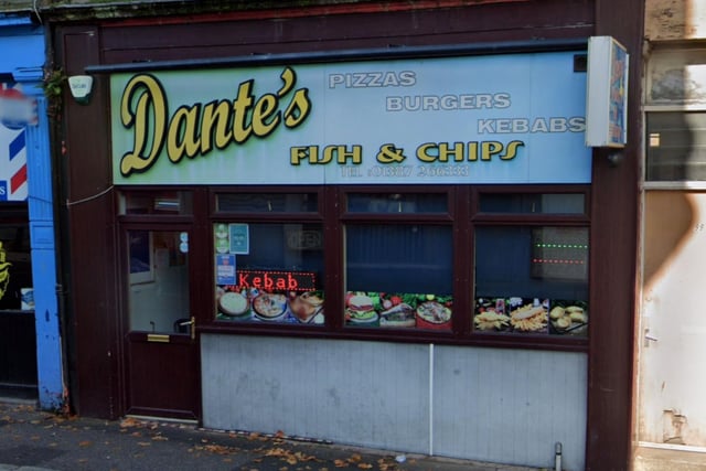 Dante's Fish Chips & Kebabs is a takeaway found in English Street, Dumfries, near the English border. Its best-selling doner wrap costs £4.90.
