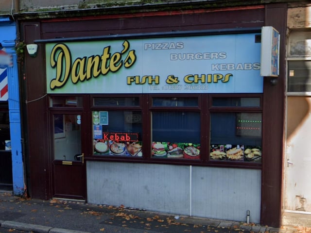 Dante's Fish Chips & Kebabs is a takeaway found in English Street, Dumfries, near the English border. Its best-selling doner wrap costs £4.90.