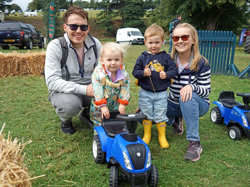 Alfie, Elsie, Richard and Katie enjoying the mini tractors.