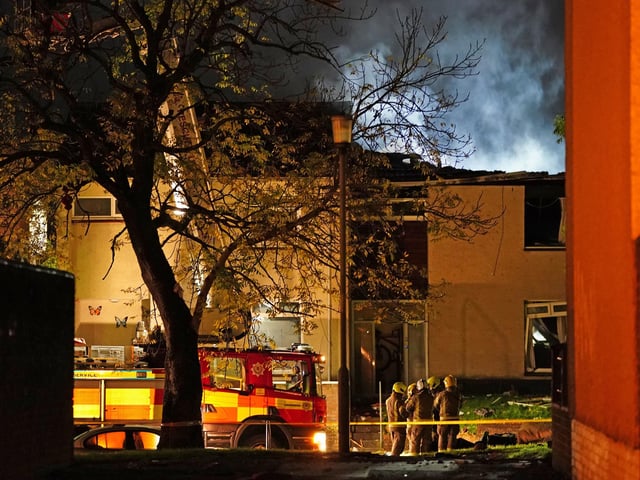 Scottish Fire and Rescue Service sent nine appliances and specialist resources to the scene, where firefighters eventually managed to extinguish the fire caused by the explosion.