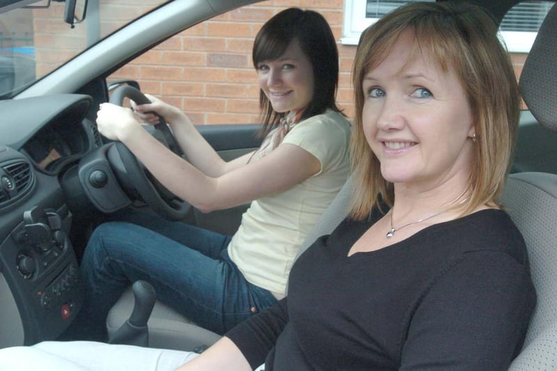Driving instructor Alison Magee, who has just launched Yorkshire's first all-female driving school in May 2006. She is seen with her daughter and pupil Heather, age 20