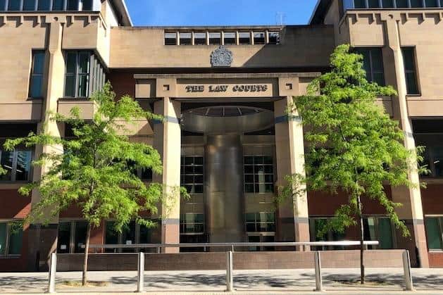 Sheffield Crown Court, pictured, has heard how a pub landlady and two friends have been given suspended prison sentences after they chased and attacked a boozed-up pub customer on a tram in Sheffield city centre.