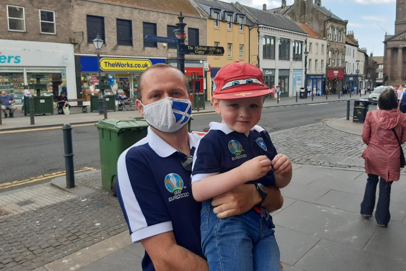 Paul Toop, with his son, Ezra, is on holiday in Berwick from the Isle of Bute.
Paul said: "I'm not sure the England team is as good as it was the last time we played so I've got hope. It's a game of football and anything can happen."
His brother, Phillip, added: "We need to take our chances which we didn't do against the Czech Republic but I think we have a chance."
