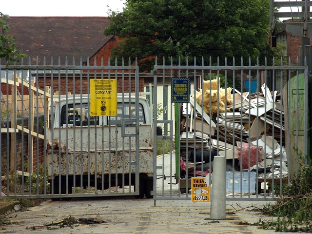 Items were being stripped from inside the building ahead of demolition