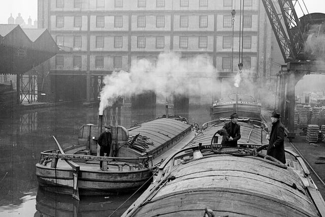 Barges pictured at Sheffield Canal Basin