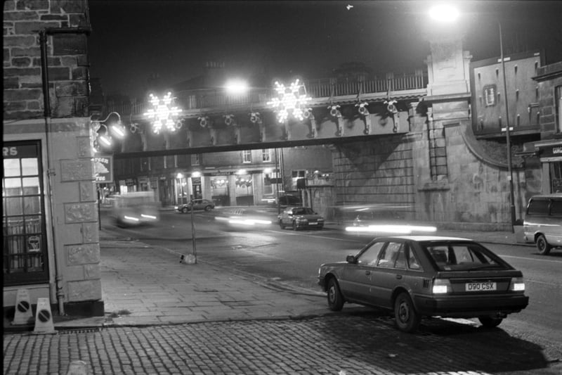 The Gorgie Christmas lights are turned on in Edinburgh, November 1989.