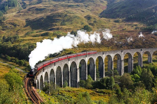You may recognise this sight from beloved wizarding films Harry Potter. Situated at the head of Loch Shiel, the famous viaduct carries the railway to Glenfinnan Station 100ft above the ground