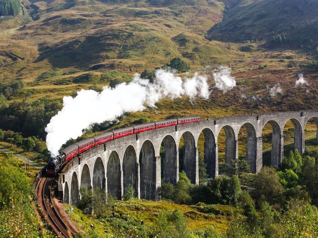 You may recognise this sight from beloved wizarding films Harry Potter. Situated at the head of Loch Shiel, the famous viaduct carries the railway to Glenfinnan Station 100ft above the ground