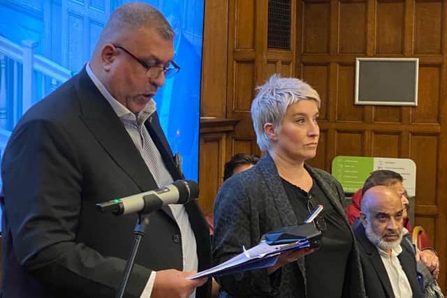Campaigner Abid Hussain of South Yorkshire Muslim Bereavement Trust presenting a petition calling for more space for burials in the city to a meeting of Sheffield City Council on December 4, 2024. Picture: Sheffield LibDems