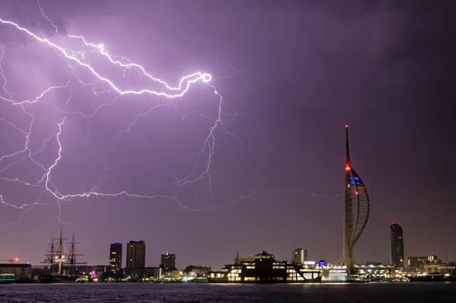 Lightning above Portsmouth last night
Picture: Ian Gray