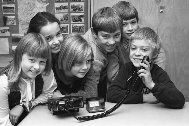Some of the children from Barnwell Primary School, Penshaw with their CB radio rig in 1981. Were you part of the CB team?
