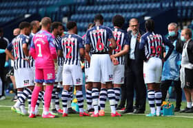 West Brom manager Slaven Bilic addresses his players.