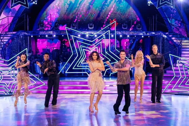 Undated BBC handout photo of left to right) Nancy Xu, Rhys Stephenson, Katie McGlynn, Gorka Marquez, Nadiya Bychkova and Dan Walker during this year's BBC1's Strictly Come Dancing Launch Show. Issue date: Saturday September 18, 2021. PA Photo. See PA story SHOWBIZ Strictly. Photo credit should read: Guy Levy/BBC/PA Wire
