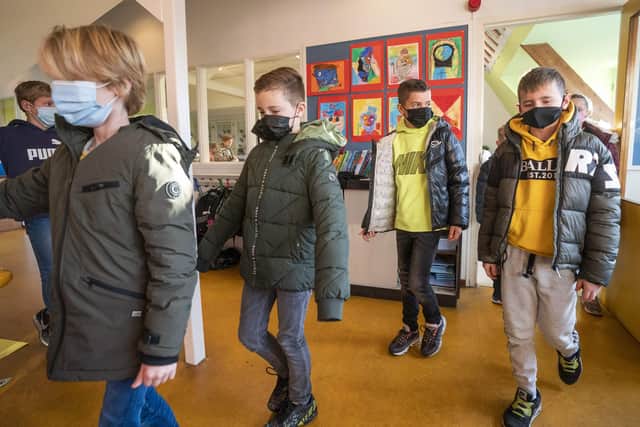 Pupils at Sheffield schools will have to wear masks in communal areas in light of new Covid rules as the Omicron variant spreads. Photo by JEROEN JUMELET/ANP/AFP via Getty Images.