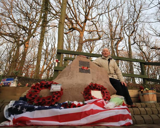 Tony Foulds at the Mi Amigo war memorial in Endcliffe Park